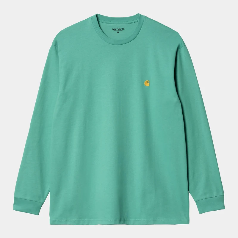 Carhartt WIP Herren Chase Langarm-T-Shirt – Aquagrün