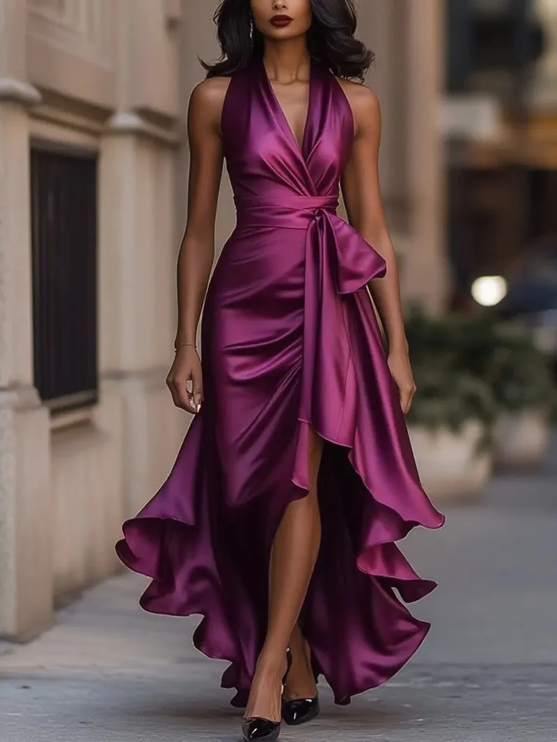 Raphaela | Damen Neckholder Wickel Abendkleid