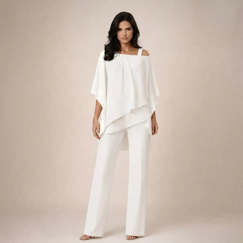 Valeria | Damen Asymmetrisches Oberteil Wide Leg Hosen Set