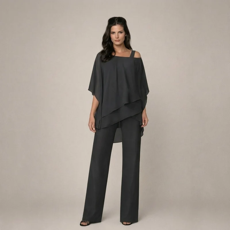 Valeria | Damen Asymmetrisches Oberteil Wide Leg Hosen Set