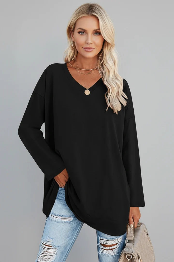 Vesperina | Damen V-Ausschnitt Langarmshirt
