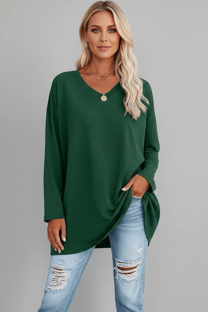 Vesperina | Damen V-Ausschnitt Langarmshirt