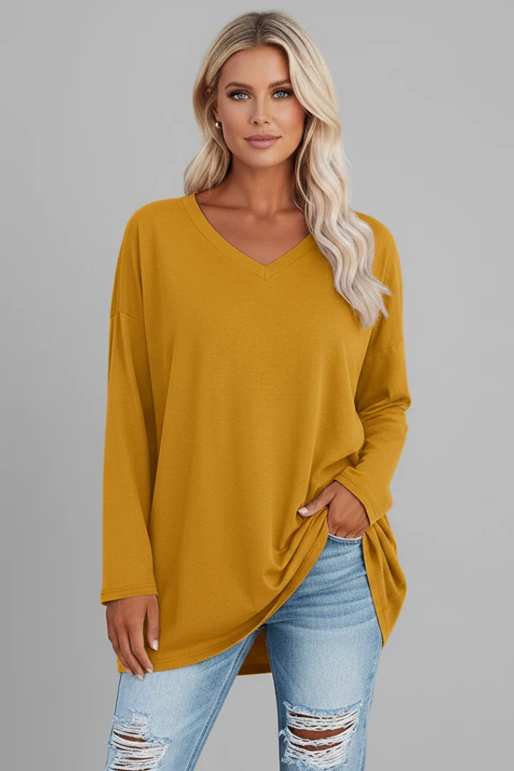 Vesperina | Damen V-Ausschnitt Langarmshirt