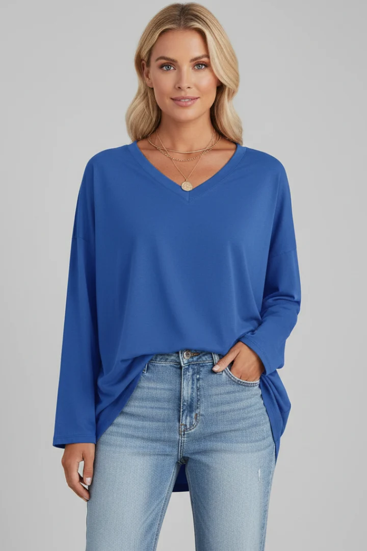 Vesperina | Damen V-Ausschnitt Langarmshirt