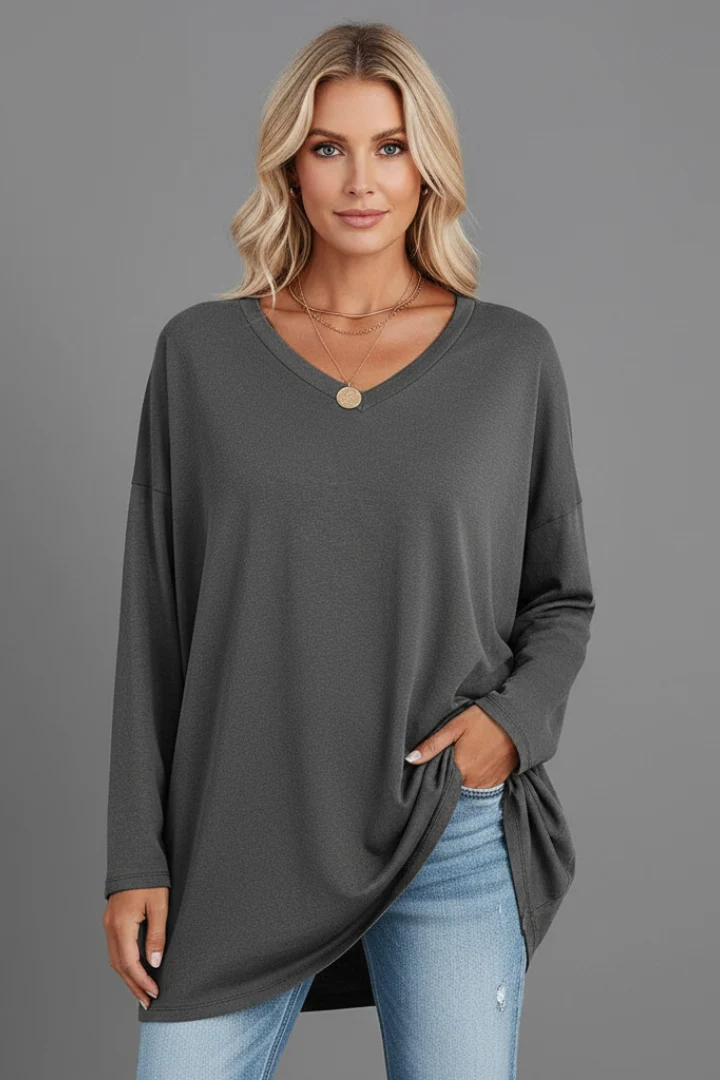 Vesperina | Damen V-Ausschnitt Langarmshirt