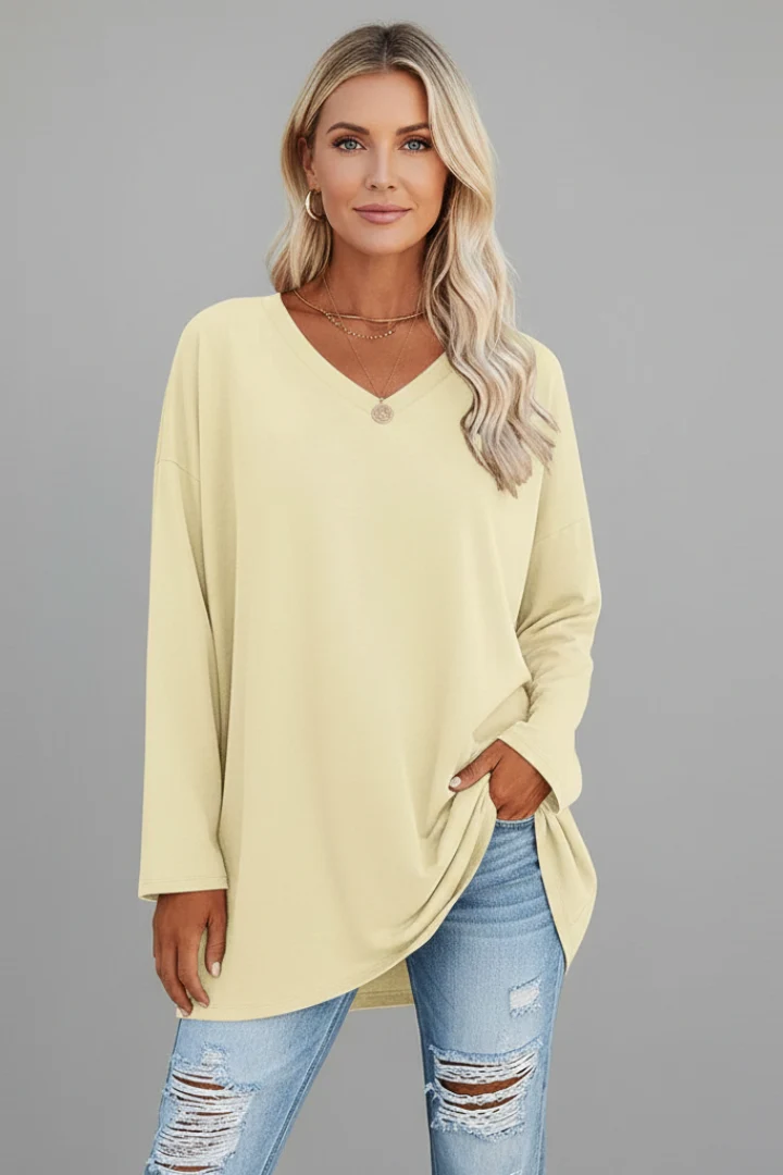 Vesperina | Damen V-Ausschnitt Langarmshirt