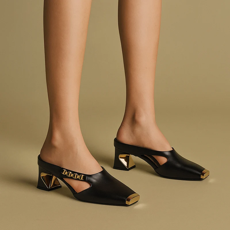 Wilhelmina | Damen Blockabsatz Pumps mit Riemchen