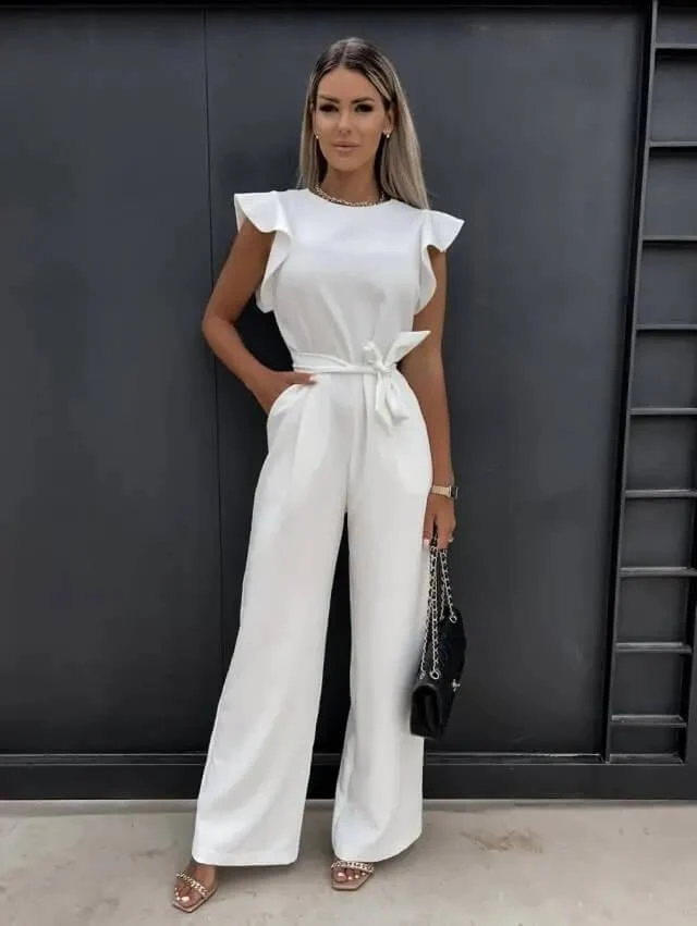 Milena | Damen Overall mit Gürtel und Flügelärmel