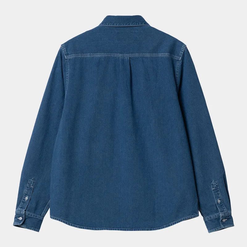 Carhartt WIP Herren Weldon Langarmhemd – Blue Stone Washed