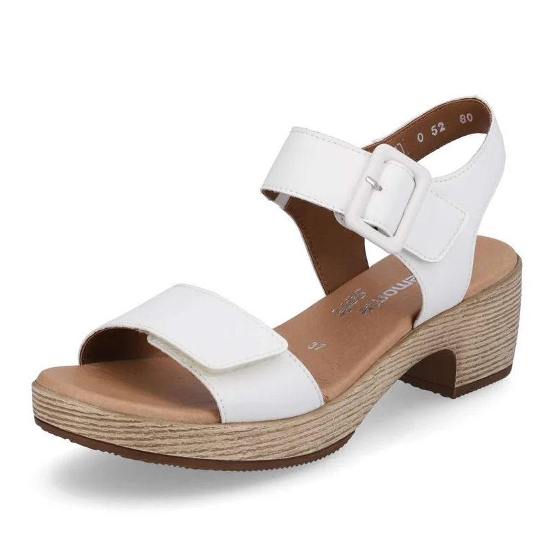 Remonte Damenmode-Sandale mit mittelhohem Absatz – Weiß