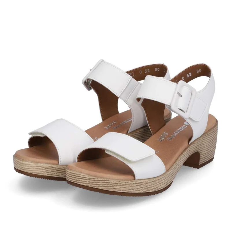 Remonte Damenmode-Sandale mit mittelhohem Absatz – Weiß