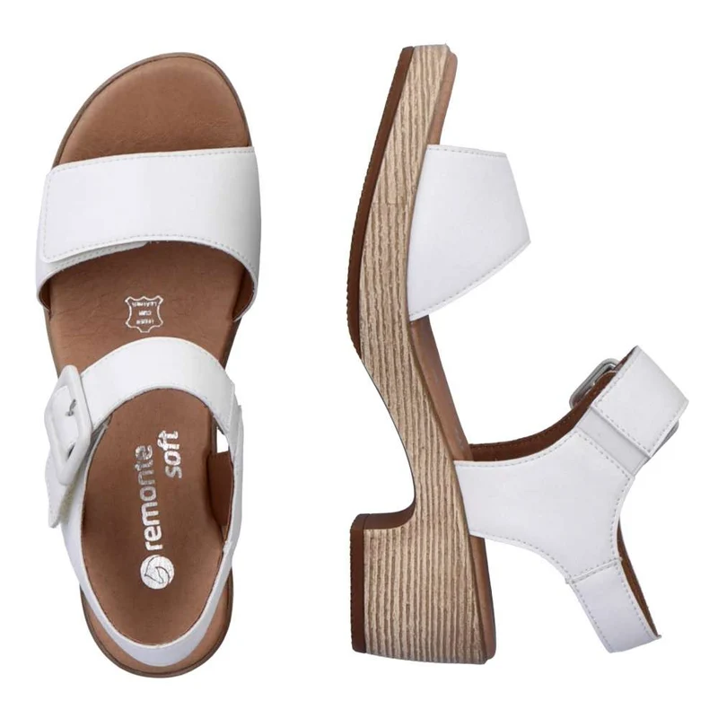 Remonte Damenmode-Sandale mit mittelhohem Absatz – Weiß