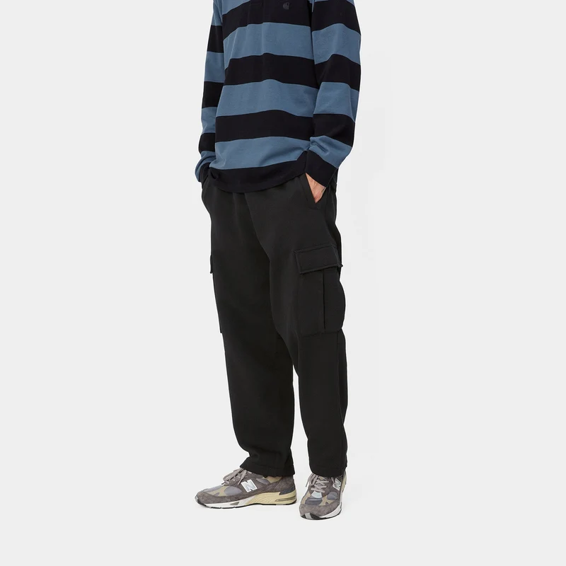 Carhartt WIP Herren Wade Sweathose – Black Stone Washed