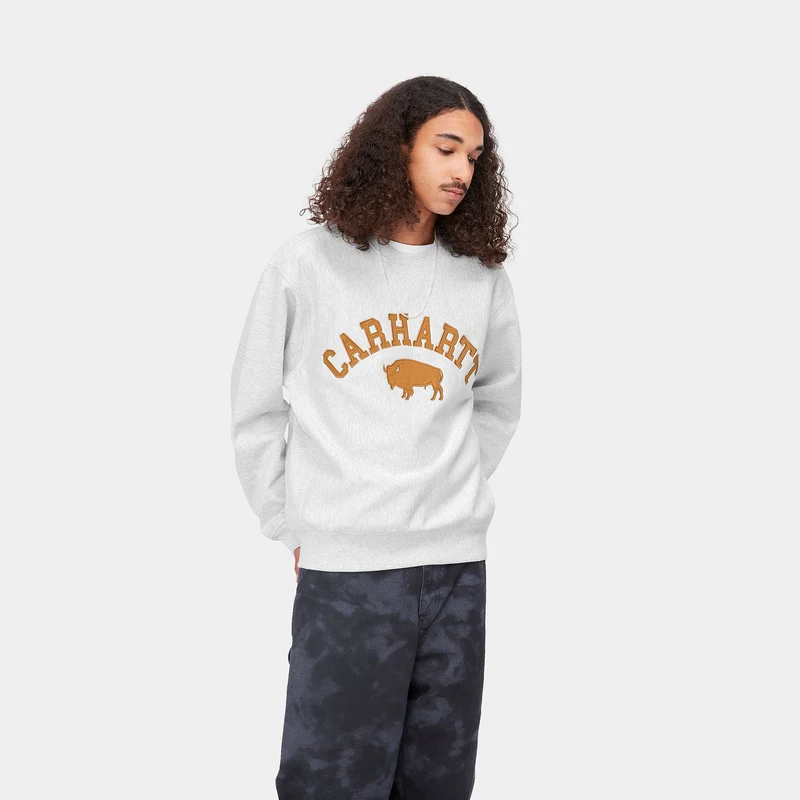 Carhartt WIP Herren Locker Sweat Top – Ash Heather / Braun