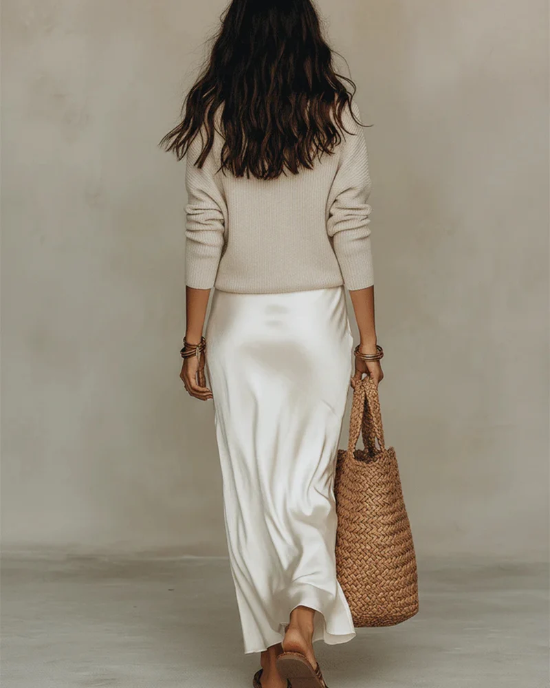Dorothee | Damen V-Ausschnitt Strick Set Pullover Rock
