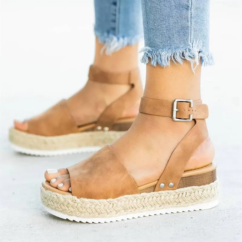 Ursula | Damen Plateau Keilsandaletten mit Espadrille Sohle