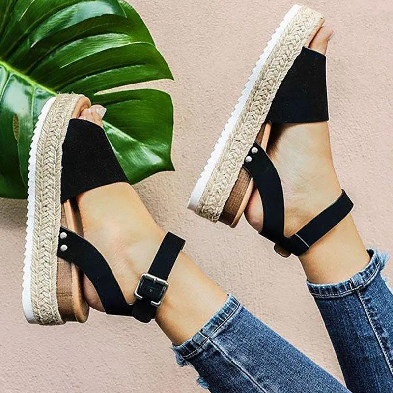 Ursula | Damen Plateau Keilsandaletten mit Espadrille Sohle