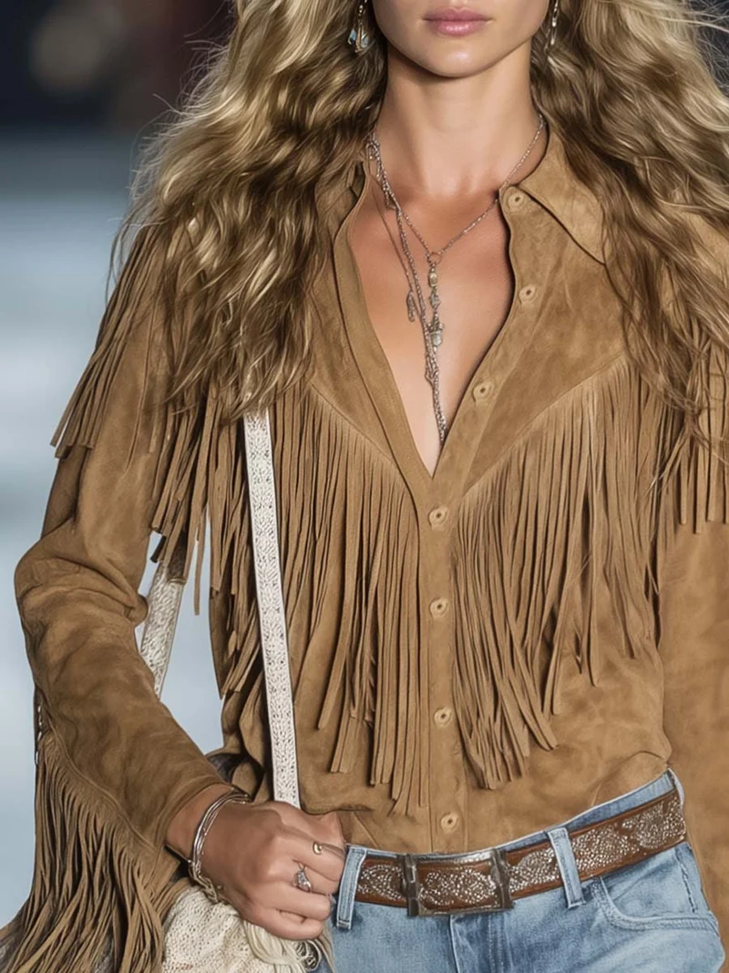 Carlotta | Damen Western Hemd mit Fransen