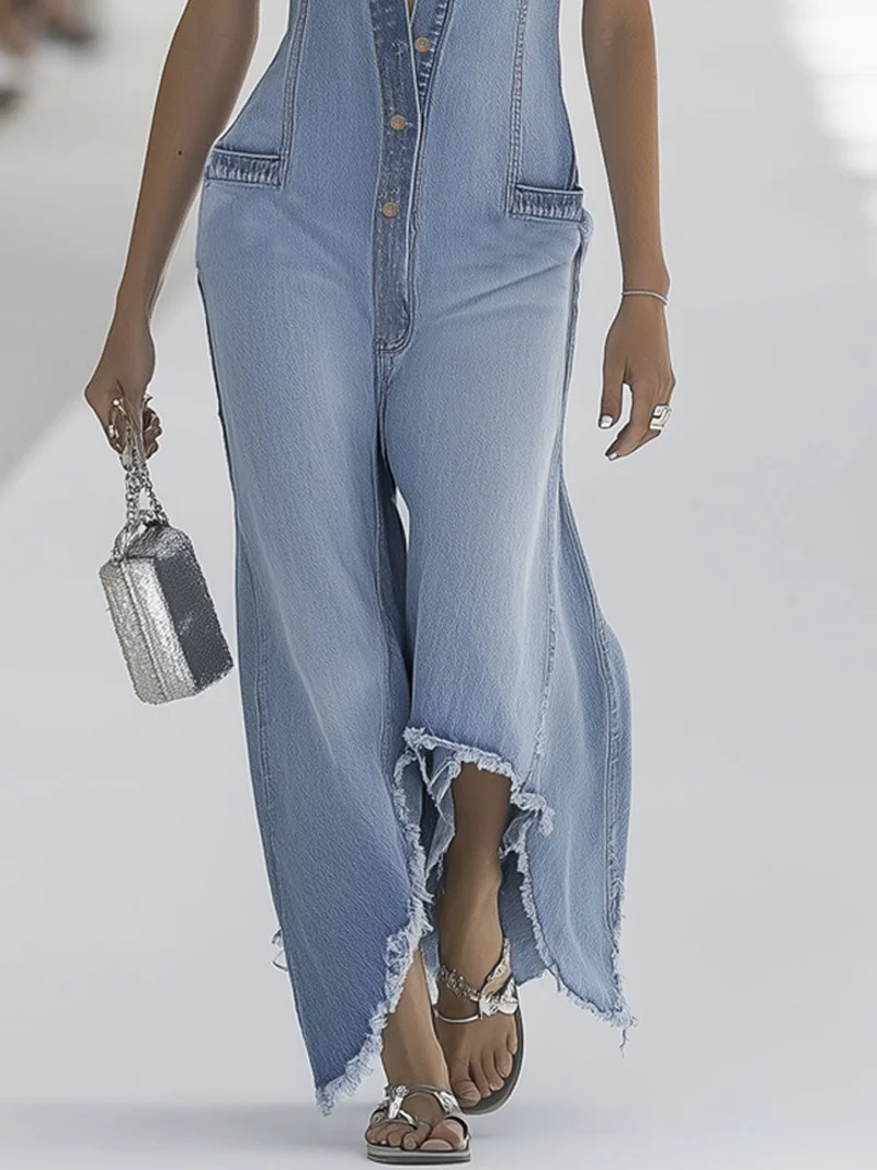Galiana | Damen Ärmellose Wide Leg Overall