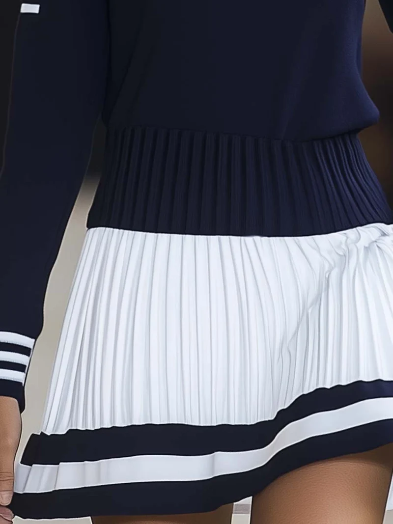Nadia | Damen Sportliches Rundhals Langarm Minikleid