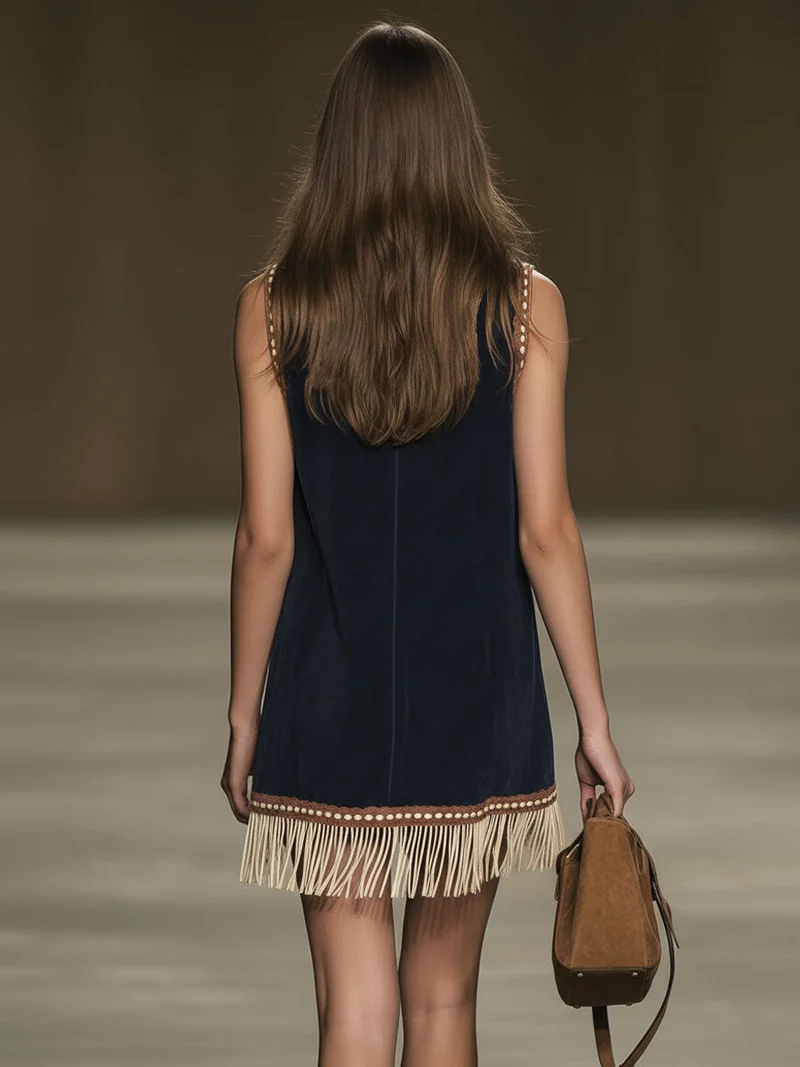 Serafina | Damen Bestickte Ärmellose Mini Kleid