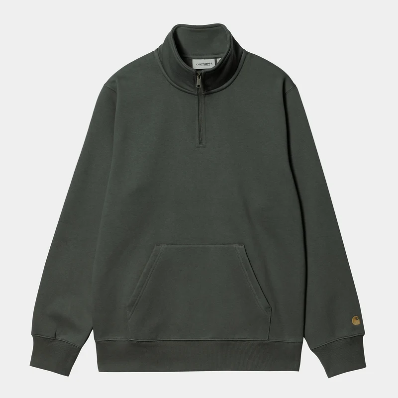 Carhartt WIP Herren Chase Zip Sweat Top – Jura / Gold
