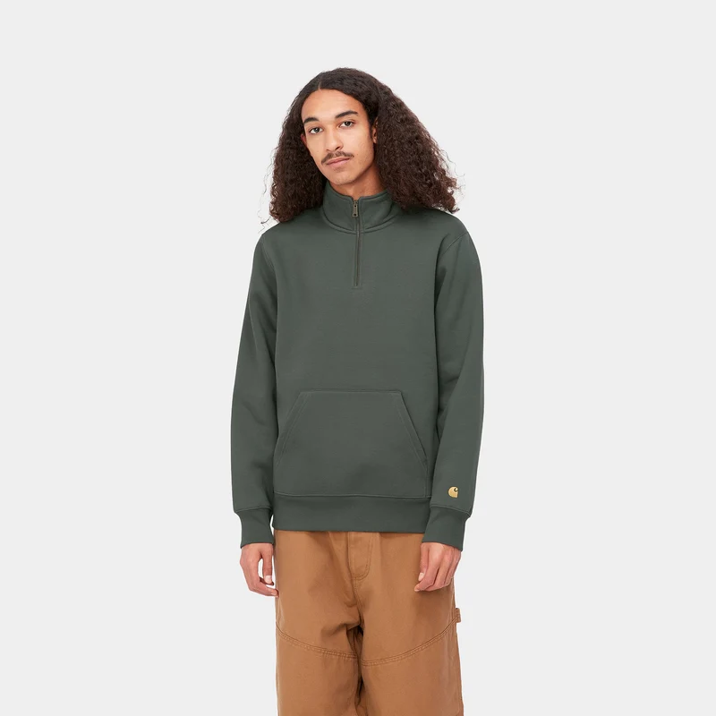 Carhartt WIP Herren Chase Zip Sweat Top – Jura / Gold