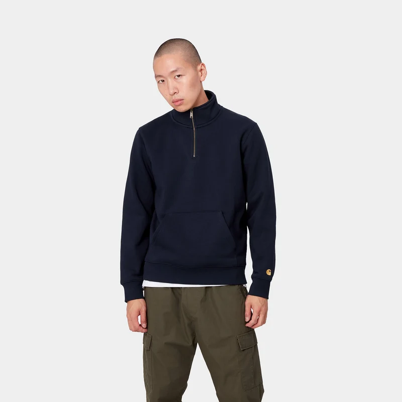 Carhartt WIP Chase Zip Sweat Top für Herren – Dunkelblau/Gold