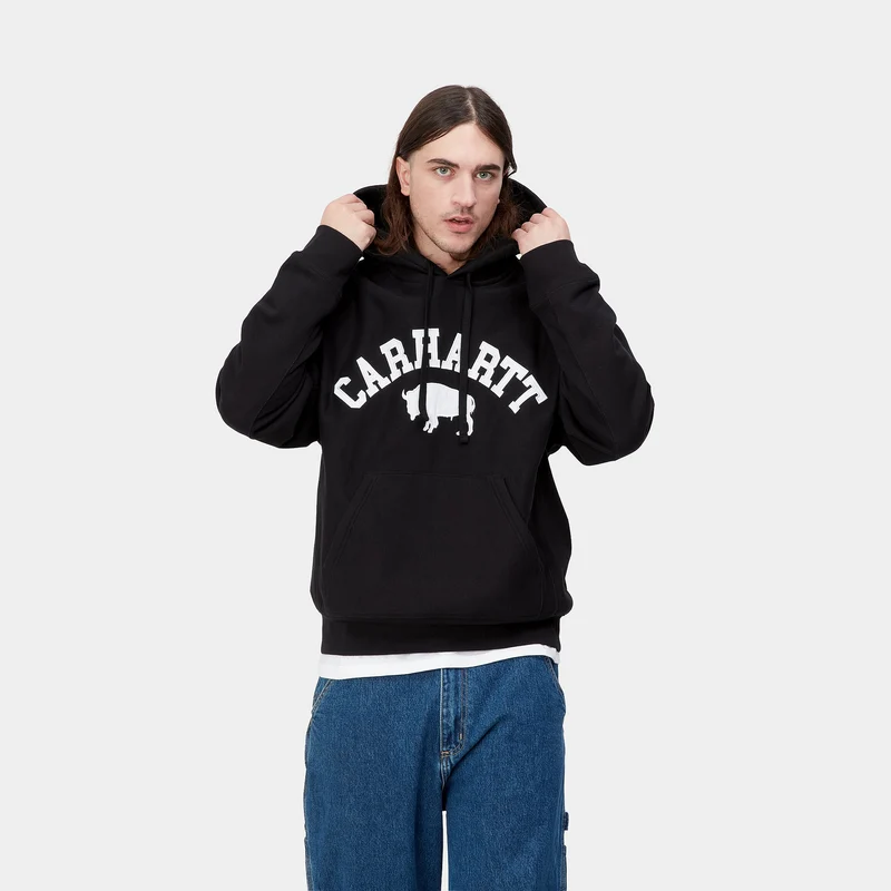Carhartt WIP Herren Locker Sweat Hoodie – Schwarz / Weiß
