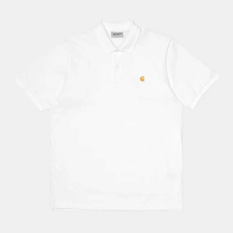 Carhartt WIP Herren Chase Pique Kurzarm-Poloshirt – Weiß