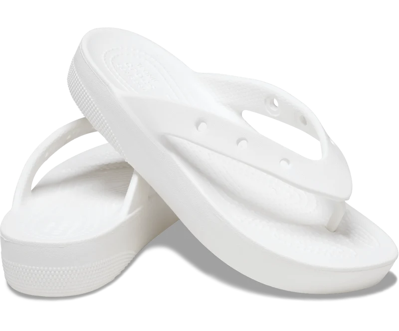 Crocs Klassischer Unisex-Plateau-Flip-Flop – Weiß
