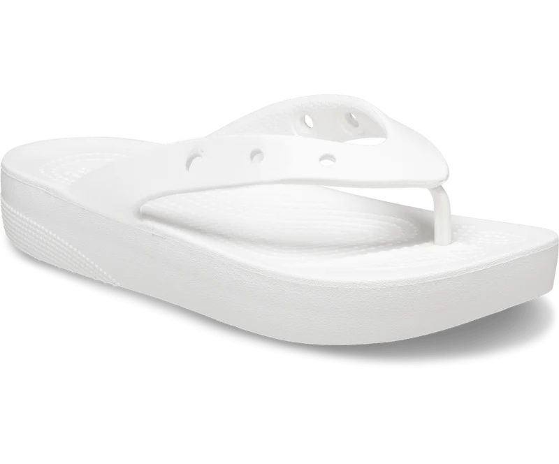 Crocs Klassischer Unisex-Plateau-Flip-Flop – Weiß