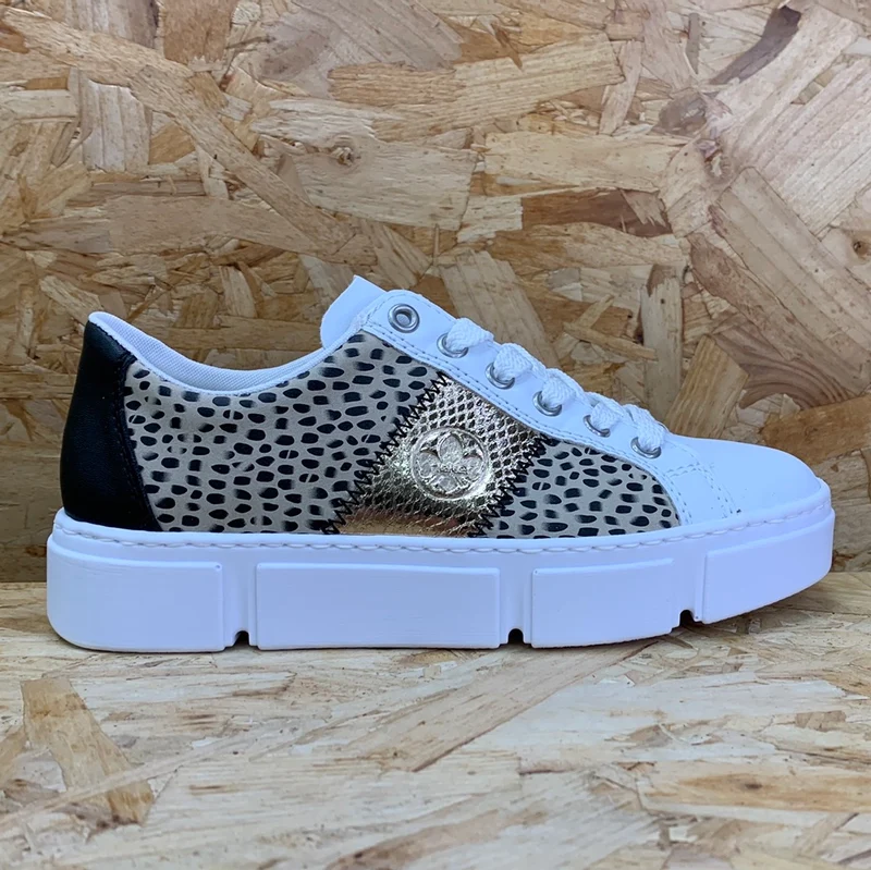Rieker Modische Damen-Sneaker – Weiß / Schwarz