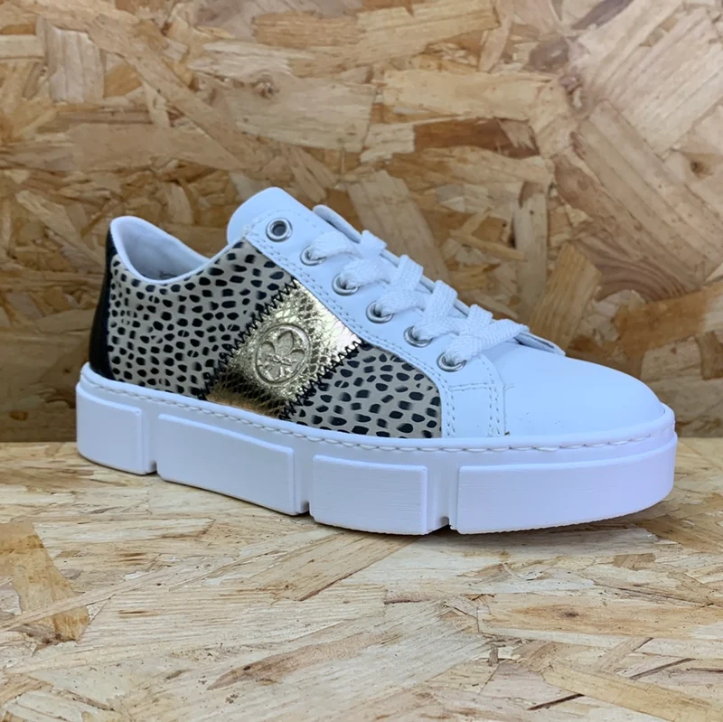 Rieker Modische Damen-Sneaker – Weiß / Schwarz