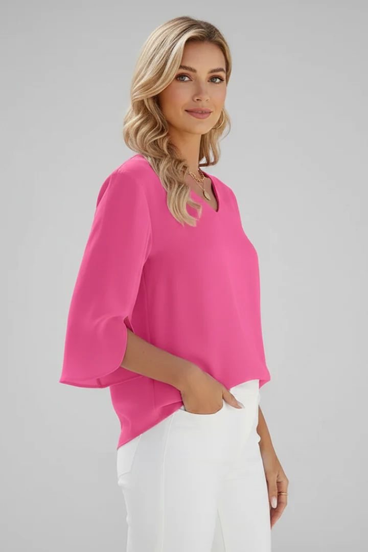 Josefine | Damen V-Ausschnitt 3/4 Arm Bluse