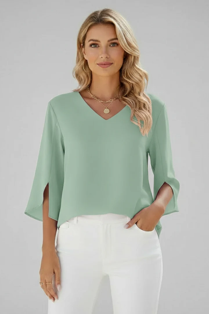 Josefine | Damen V-Ausschnitt 3/4 Arm Bluse