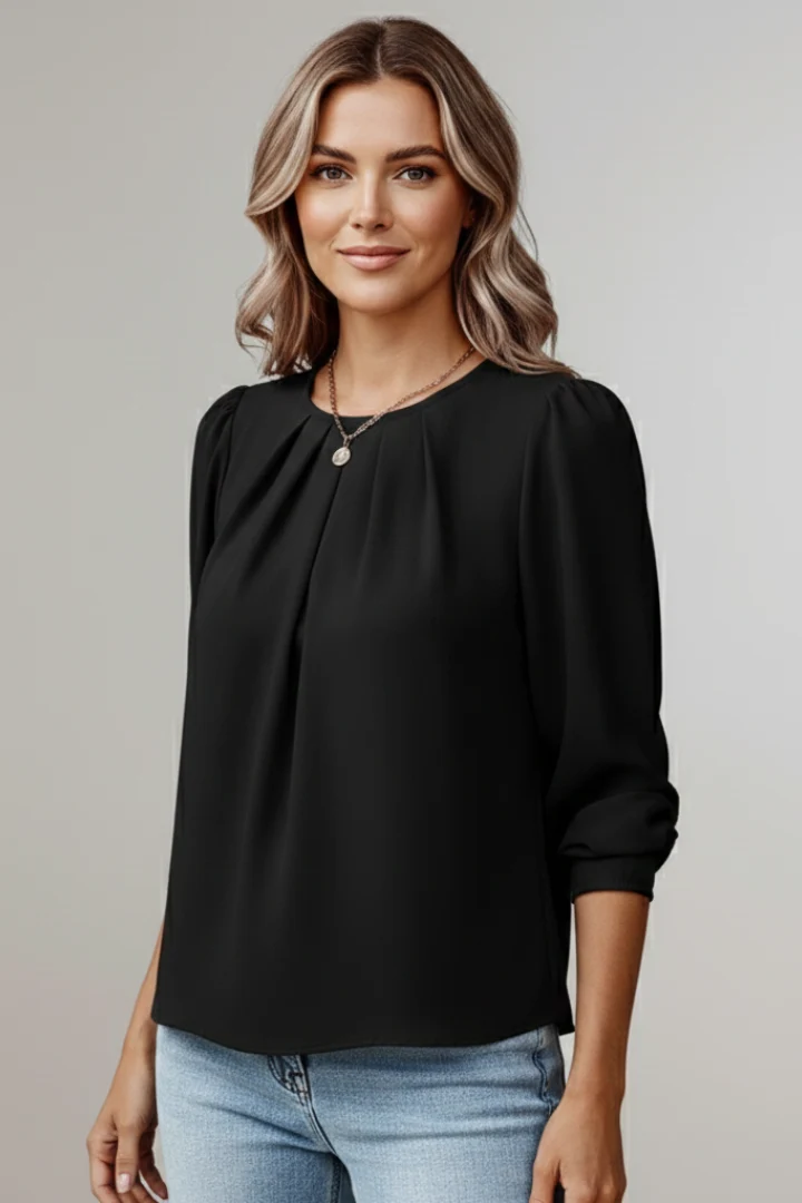 Edwina | Damen Langarm Puffärmel Bluse