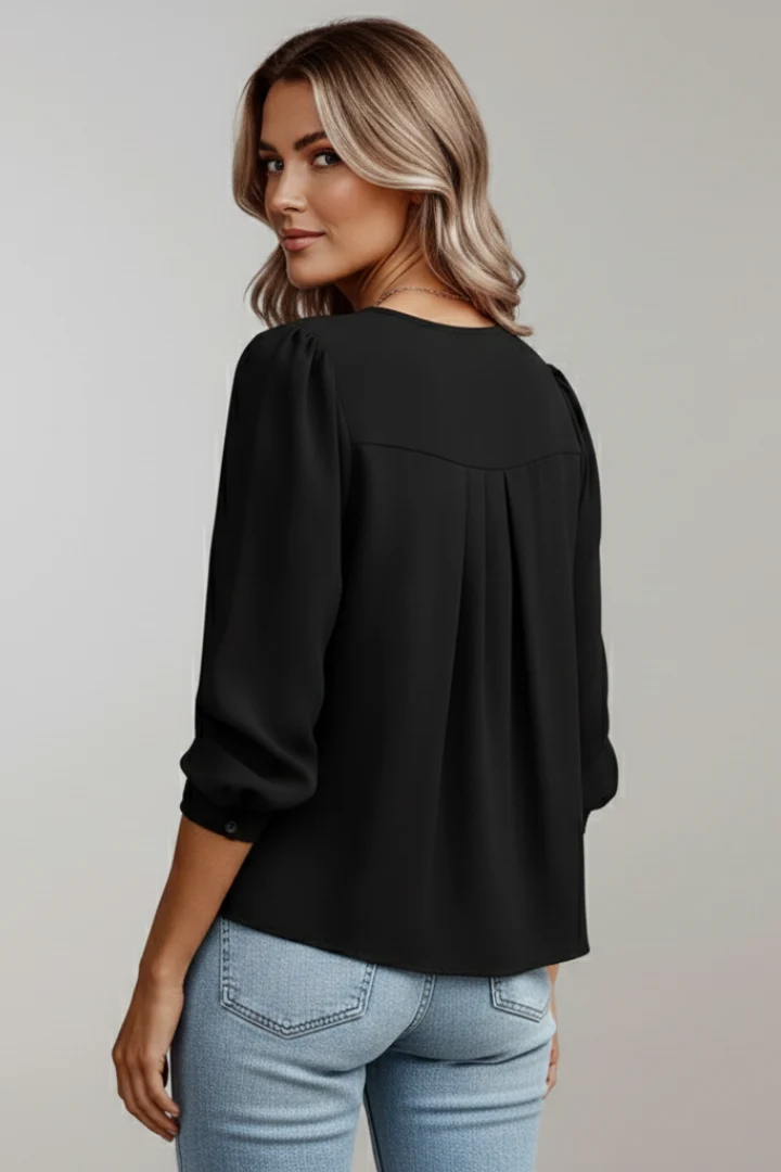 Edwina | Damen Langarm Puffärmel Bluse