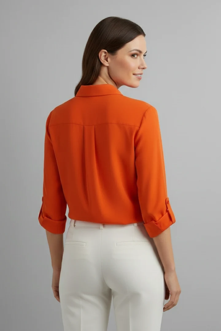 Britta | Damen Langarm Hemdbluse mit Kragen