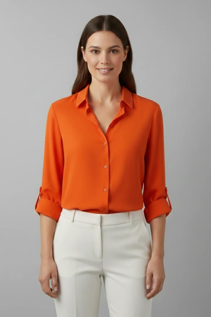 Britta | Damen Langarm Hemdbluse mit Kragen