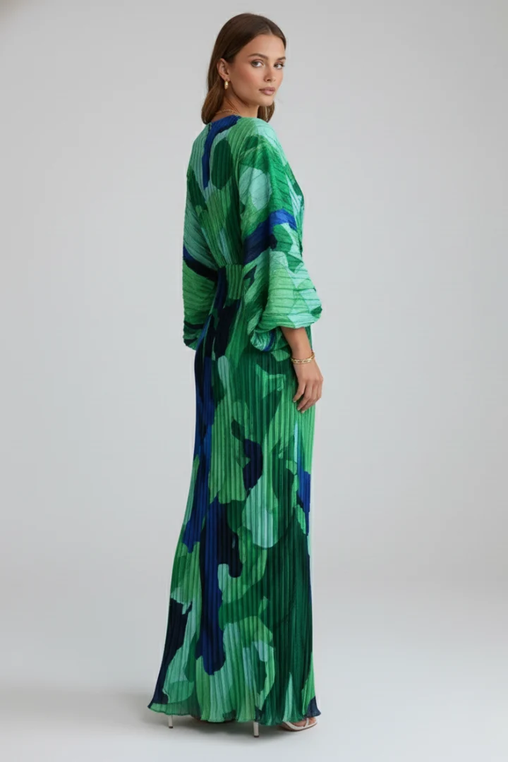 Eleonore | Damen Wickel Maxikleid V-Ausschnitt Langarm