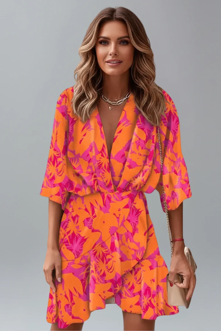 Linnea | Damen Wickel Mini Kleid mit Taillengürtel