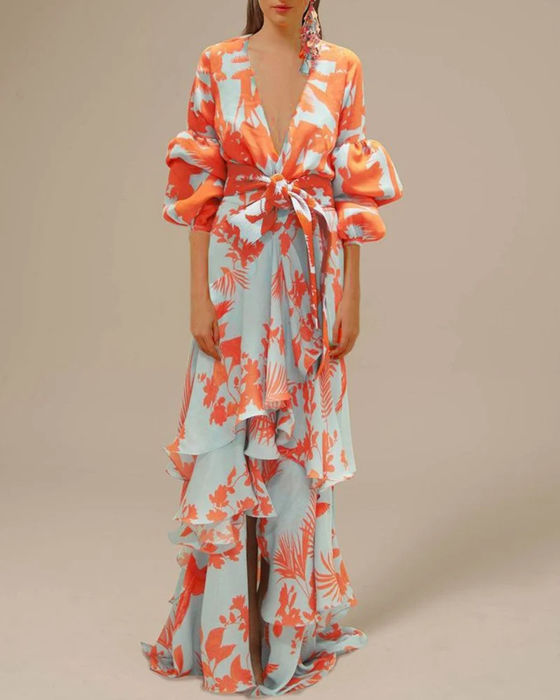 Willa | Damen Blumen Wickelkleid Maxi