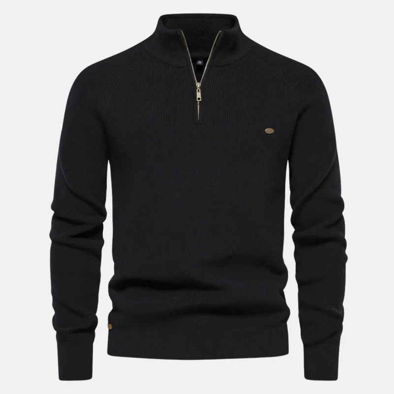 Bartholomäus | Herren Strickpullover mit Troyer-Kragen