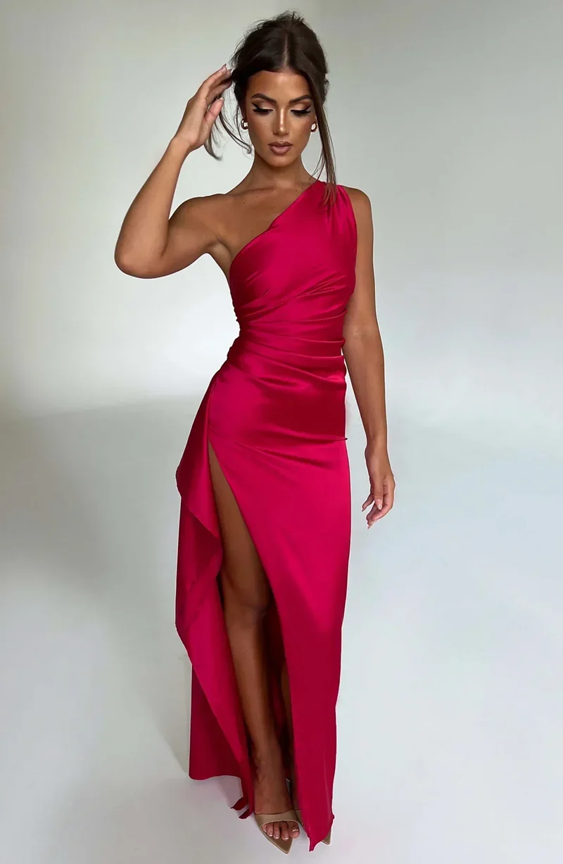 Lysandra | Damen One-Shoulder Abendkleid mit Schlitz