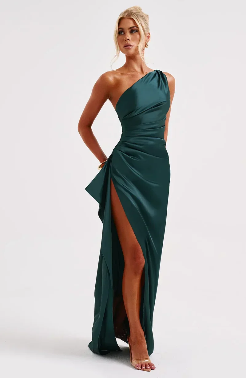 Lysandra | Damen One-Shoulder Abendkleid mit Schlitz