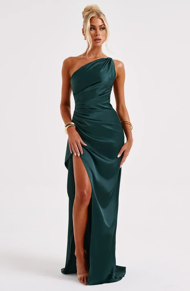 Lysandra | Damen One-Shoulder Abendkleid mit Schlitz
