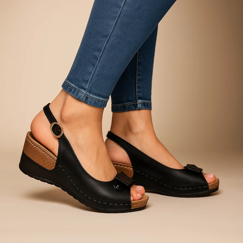 Brigitte | Damen Keilabsatz Sandaletten mit Slingback