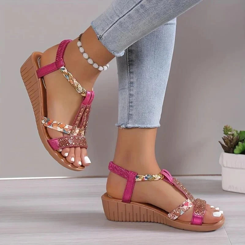 Freya | Damen Riemchen Sandalen mit Blumenmuster
