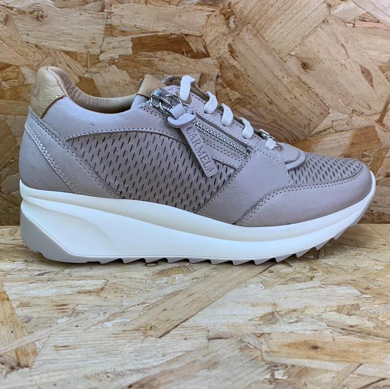 Carmela Modische Keilsneaker aus Leder für Damen – Eisgrau